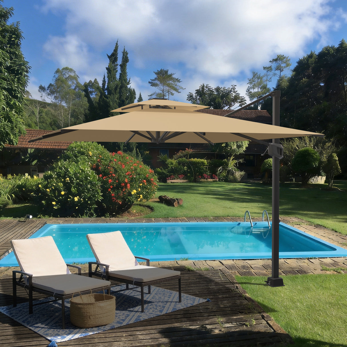 Patioslife Aegis Base Ombrellone a Braccio Interrata ad Alta Resistenza – Acciaio con Doppia Verniciatura Profondità 61cm – Massima Stabilità Anti-Vento per Giardino, Terrazza e Cemento
