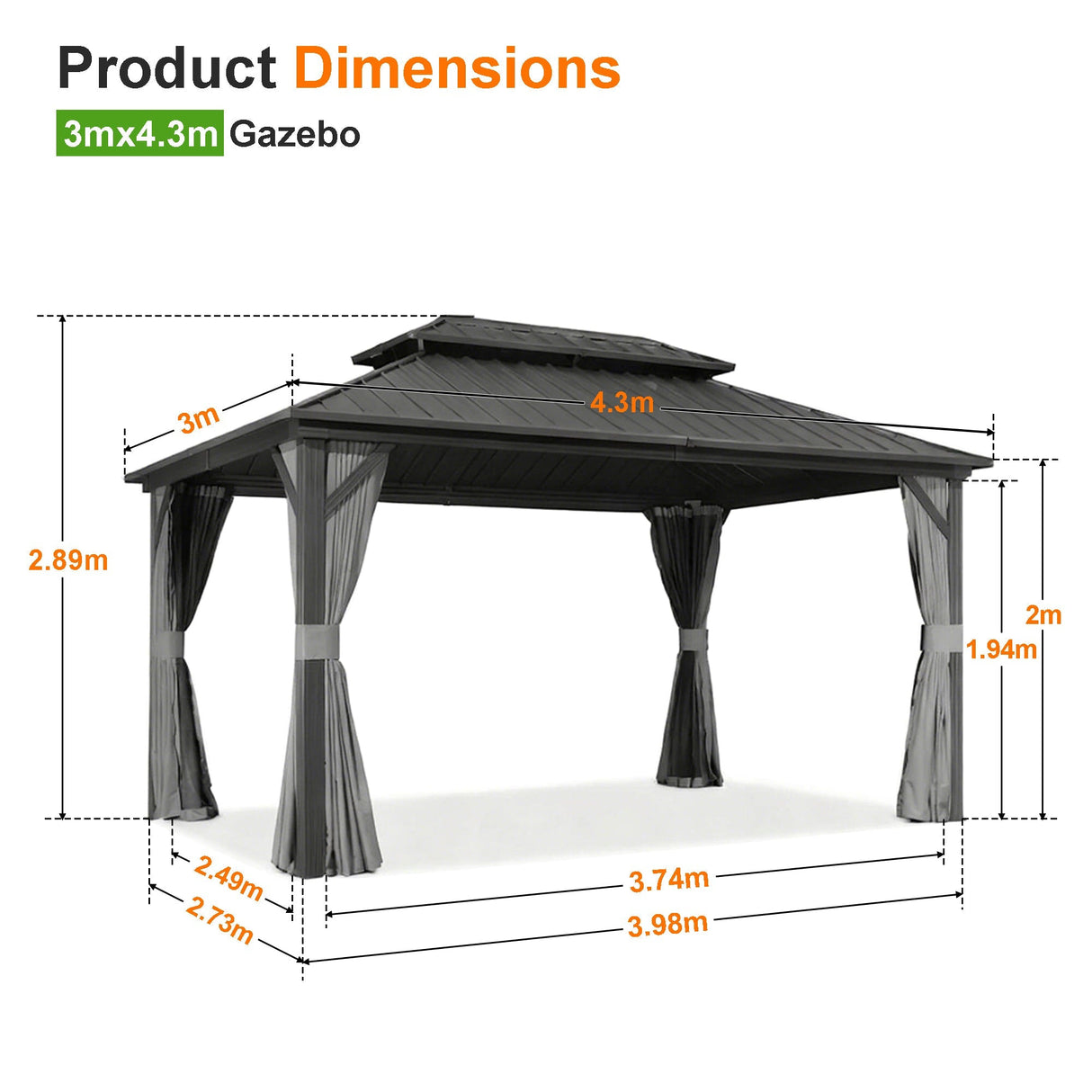 Patioslife Luxury Haven Pergola da Giardino in Alluminio con Tetto Doppio Ventilato, Colonne 120×120 mm, Grondaie e Tende – Ideale per Cortile e Giardino