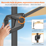 Patioslife Aegis Pro Ombrellone a Braccio con Luci LED, Struttura in Alluminio Rinforzato e Verniciato a Polvere — Ombrellone da Giardino e Patio per Esterni