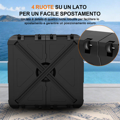 Base con Ruote per Ombrellone 115–200kg, Supporto Esterno Robusto con Pesi Ricaricabili in HDPE per Stabilità su Patio, Giardino e Piscina