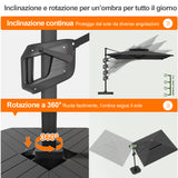 Patioslife Aegis Premium Ombrellone a Braccio con Luci LED a Striscia su Tutte le Stecche, Stecche in Fibra di Vetro, Palo in Alluminio Verniciato a Polvere e Copertura Protettiva – Ombrellone da Giardino e Patio di Lusso per Esterni