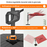 Patioslife Aegis premium – Ombrellone a braccio con luci LED su tutte le stecche, stecche in fibra di vetro e palo in alluminio verniciato
