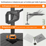 Patioslife Aegis Premium Ombrellone a Braccio con Luci LED a Striscia su Tutte le Stecche, Stecche in Fibra di Vetro, Palo in Alluminio Verniciato a Polvere e Copertura Protettiva – Ombrellone da Giardino e Patio di Lusso per Esterni