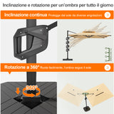 Patioslife Aegis Premium Ombrellone a Braccio con Luci LED a Striscia su Tutte le Stecche, Stecche in Fibra di Vetro, Palo in Alluminio Verniciato a Polvere e Copertura Protettiva – Ombrellone da Giardino e Patio di Lusso per Esterni