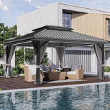 Patioslife Luxury Haven | Elegante Pergola da Esterno in Alluminio con Tetto Ventilato e Tende Privacy per un Giardino Perfetto