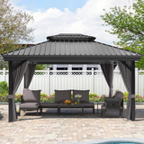 Pre-Order，Patioslife Haven，Hardtop Gazebo，Heavy-Duty Aluminium Frame，Double-Vented Roof，Curtains Included，Patio Pergola，Garden Pavilion，Backyard Shelter，Outdoor Entertaining，Weatherproof，Sunshade & Rain Protection，Modern Outdoor Furniture，Luxury Patio Structure，Contemporary Design，Durable Construction，Premium Outdoor Living
