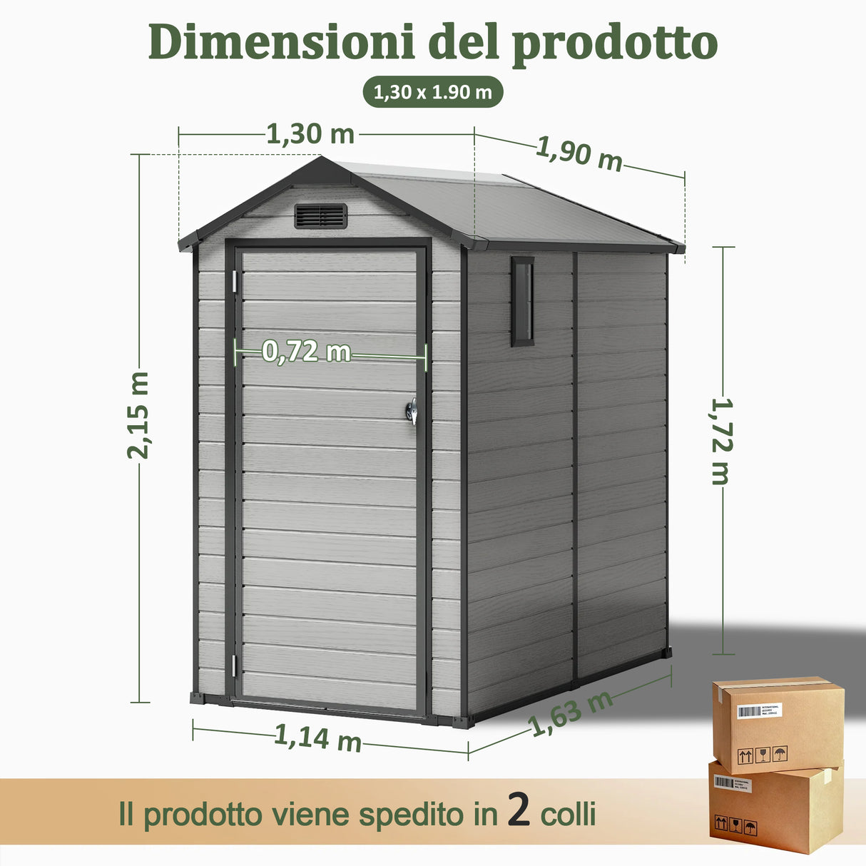 Patioslife YardVault Casetta da Giardino in Resina con Pavimento Impermeabile, Finestra e Porta con Serratura – Shed da Giardino Esterno, Protezione per Attrezzi e Giardino