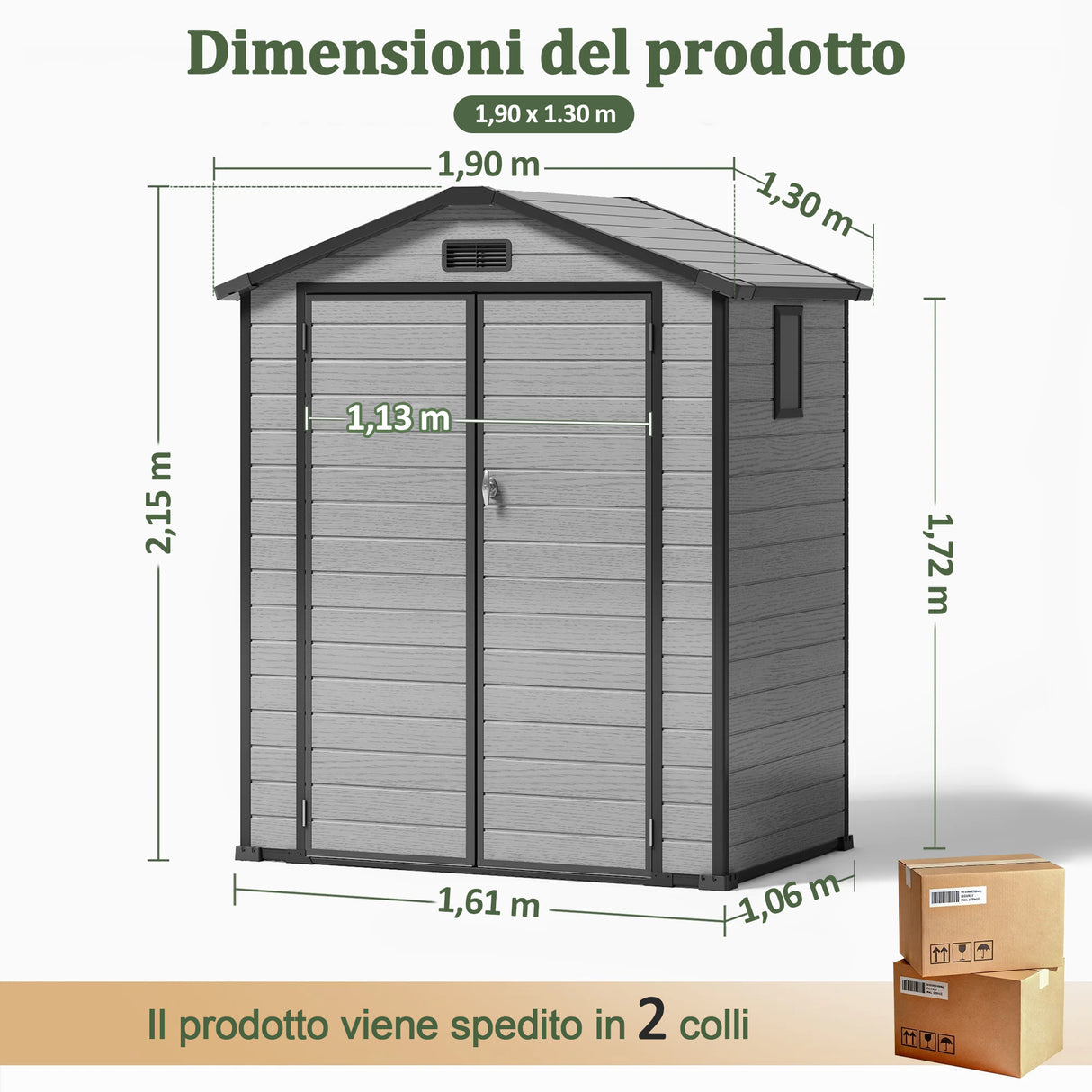 Patioslife YardVault Casetta da Giardino in Resina con Pavimento Impermeabile, Finestra e Porta con Serratura – Shed da Giardino Esterno, Protezione per Attrezzi e Giardino