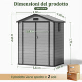 Patioslife YardVault Casetta da Giardino in Resina con Pavimento Impermeabile, Finestra e Porta con Serratura – Shed da Giardino Esterno, Protezione per Attrezzi e Giardino