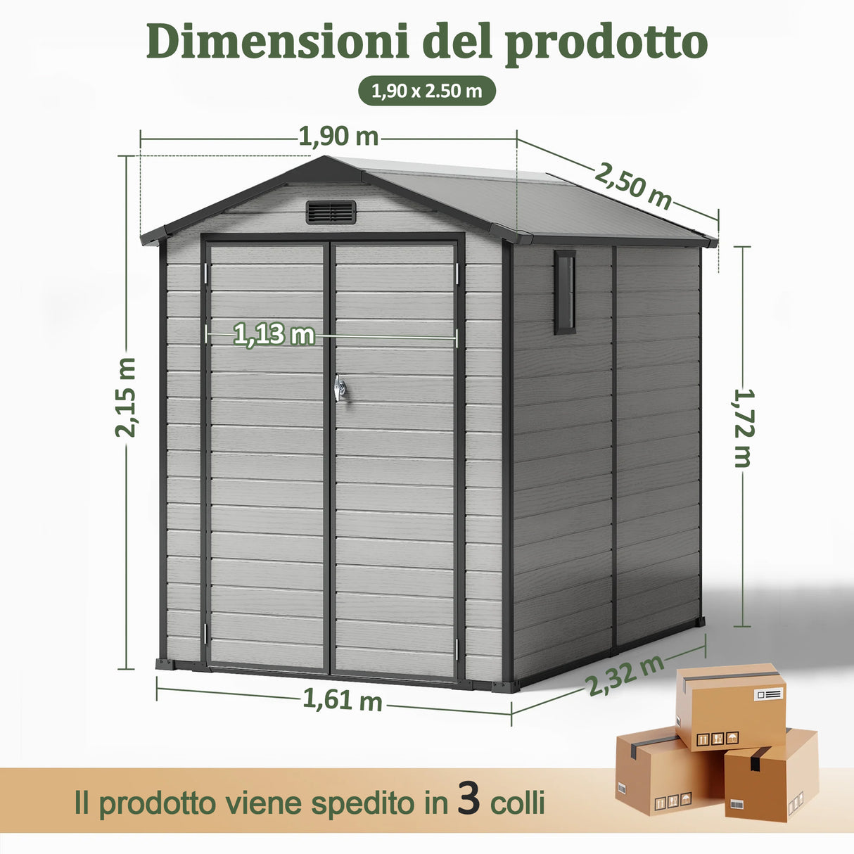 Patioslife YardVault Casetta da Giardino in Resina con Pavimento Impermeabile, Finestra e Porta con Serratura – Shed da Giardino Esterno, Protezione per Attrezzi e Giardino