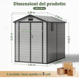 Patioslife YardVault Casetta da Giardino in Resina con Pavimento Impermeabile, Finestra e Porta con Serratura – Shed da Giardino Esterno, Protezione per Attrezzi e Giardino