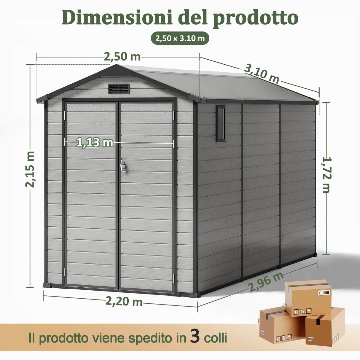 Patioslife YardVault Casetta da Giardino in Resina con Pavimento Impermeabile, Finestra e Porta con Serratura – Shed da Giardino Esterno, Protezione per Attrezzi e Giardino
