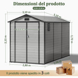 Patioslife YardVault Casetta da Giardino in Resina con Pavimento Impermeabile, Finestra e Porta con Serratura – Shed da Giardino Esterno, Protezione per Attrezzi e Giardino