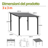 Patioslife Haven Gazebo da Giardino a Tetto Rigido Montato a Parete in Alluminio, Pergola Resistente per Giardino, Cortile o Terrazza, Tetto per Esterni