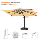 Patioslife Aegis Pro™ Ombrellone a Braccio con Base Incrociata, Struttura Robusta e Palo in Alluminio Verniciato a Polvere – Ombrellone da Giardino e Patio per Esterni