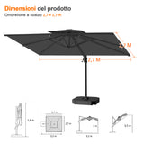 Patioslife Aegis Pro™ Ombrellone a Braccio con Base Incrociata, Struttura Robusta e Palo in Alluminio Verniciato a Polvere – Ombrellone da Giardino e Patio per Esterni