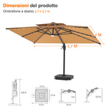 Patioslife Aegis Pro Ombrellone a Braccio con Luci LED, Struttura in Alluminio Rinforzato e Verniciato a Polvere — Ombrellone da Giardino e Patio per Esterni