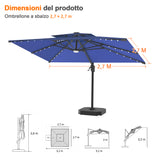 Patioslife Aegis Pro Ombrellone a Braccio con Luci LED, Struttura in Alluminio Rinforzato e Verniciato a Polvere — Ombrellone da Giardino e Patio per Esterni