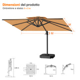 Patioslife Aegis Pro™ Ombrellone a Braccio con Base Incrociata, Struttura Robusta e Palo in Alluminio Verniciato a Polvere – Ombrellone da Giardino e Patio per Esterni