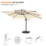Patioslife Aegis Pro Ombrellone a Braccio con Luci LED, Struttura in Alluminio Rinforzato e Verniciato a Polvere — Ombrellone da Giardino e Patio per Esterni
