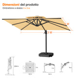 Patioslife Aegis Pro™ Ombrellone a Braccio con Base Incrociata, Struttura Robusta e Palo in Alluminio Verniciato a Polvere – Ombrellone da Giardino e Patio per Esterni