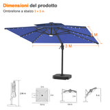 Patioslife Aegis Pro Ombrellone a Braccio con Luci LED, Struttura in Alluminio Rinforzato e Verniciato a Polvere — Ombrellone da Giardino e Patio per Esterni