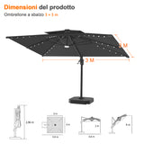 Patioslife Aegis Pro Ombrellone a Braccio con Luci LED, Struttura in Alluminio Rinforzato e Verniciato a Polvere — Ombrellone da Giardino e Patio per Esterni