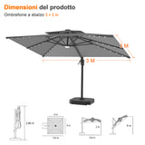 Patioslife Aegis Pro Ombrellone a Braccio con Luci LED, Struttura in Alluminio Rinforzato e Verniciato a Polvere — Ombrellone da Giardino e Patio per Esterni