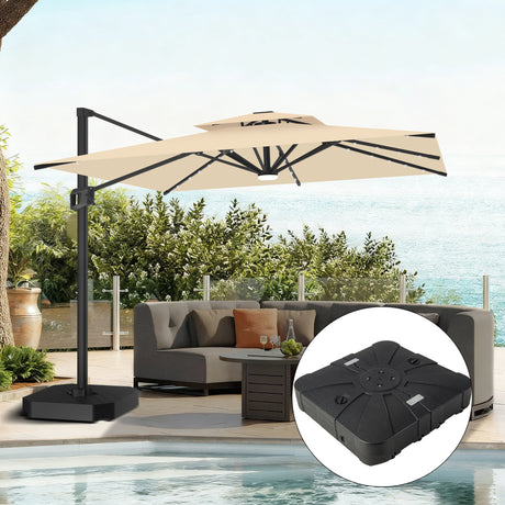Patioslife Aegis Pro Ombrellone a Braccio con Luci LED, Struttura in Alluminio Rinforzato e Verniciato a Polvere — Ombrellone da Giardino e Patio per Esterni
