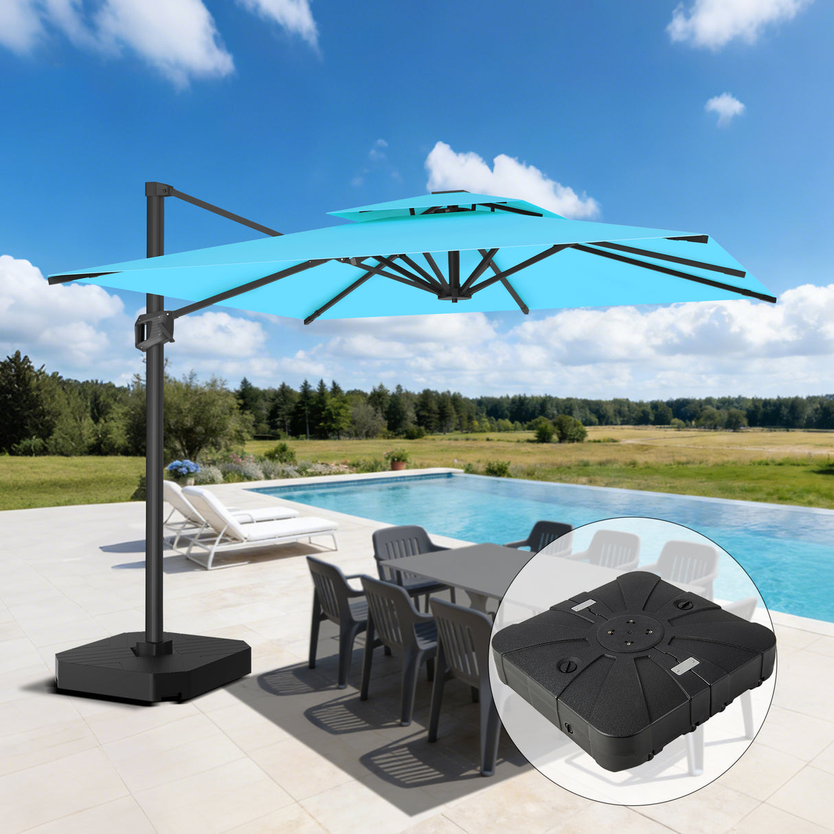 Patioslife Aegis Pro™ Ombrellone a Braccio con Base Incrociata, Struttura Robusta e Palo in Alluminio Verniciato a Polvere – Ombrellone da Giardino e Patio per Esterni