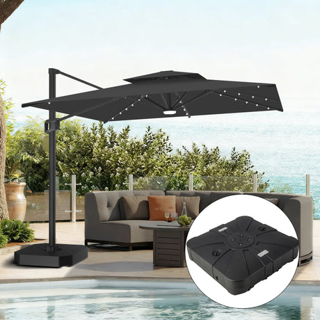 Patioslife Aegis Pro Ombrellone a Braccio con Luci LED, Struttura in Alluminio Rinforzato e Verniciato a Polvere — Ombrellone da Giardino e Patio per Esterni