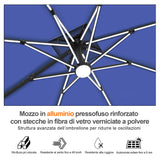 Patioslife Aegis Premium Ombrellone a Braccio con Luci LED a Striscia su Tutte le Stecche, Stecche in Fibra di Vetro, Palo in Alluminio Verniciato a Polvere e Copertura Protettiva – Ombrellone da Giardino e Patio di Lusso per Esterni