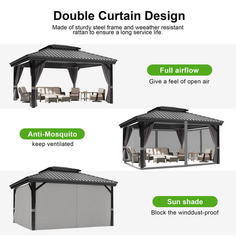 Pre-Order，Patioslife Haven，Hardtop Gazebo，Heavy-Duty Aluminium Frame，Double-Vented Roof，Curtains Included，Patio Pergola，Garden Pavilion，Backyard Shelter，Outdoor Entertaining，Weatherproof，Sunshade & Rain Protection，Modern Outdoor Furniture，Luxury Patio Structure，Contemporary Design，Durable Construction，Premium Outdoor Living
