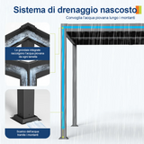 Patioslife Atlantic™ Pergola in Alluminio con Tetto Regolabile e Luci LED Ambientali, Pergola Autoportante per Giardino, Patio, Terrazza e Piscina – Soluzione Esterno per Relax e Comfort