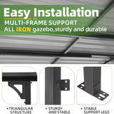 Patioslife Haven Gazebo da Giardino a Tetto Rigido Montato a Parete in Alluminio, Pergola Resistente per Giardino, Cortile o Terrazza, Tetto per Esterni