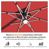 Patioslife Aegis Premium Ombrellone a Braccio con Luci LED a Striscia su Tutte le Stecche, Stecche in Fibra di Vetro, Palo in Alluminio Verniciato a Polvere e Copertura Protettiva – Ombrellone da Giardino e Patio di Lusso per Esterni