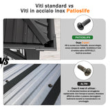 Patioslife Luxury Haven Gazebo da Giardino in Alluminio con Tetto Doppio Ventilato, Grondaie per il Draining, Colonne da 120×120 mm e Tende – Gazebo da Esterno Popolare per Cortile e Giardino