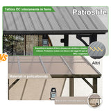 Patioslife Haven Gazebo da Giardino a Tetto Rigido Montato a Parete in Alluminio, Pergola Resistente per Giardino, Cortile o Terrazza, Tetto per Esterni