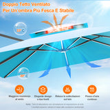 Patioslife Aegis Premium Ombrellone a Braccio con Luci LED a Striscia su Tutte le Stecche, Stecche in Fibra di Vetro, Palo in Alluminio Verniciato a Polvere e Copertura Protettiva – Ombrellone da Giardino e Patio di Lusso per Esterni