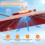 Patioslife Aegis premium – Ombrellone a braccio con luci LED su tutte le stecche, stecche in fibra di vetro e palo in alluminio verniciato