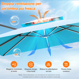 Patioslife Aegis premium – Ombrellone a braccio con luci LED su tutte le stecche, stecche in fibra di vetro e palo in alluminio verniciato