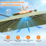 Patioslife Aegis premium – Ombrellone a braccio con luci LED su tutte le stecche, stecche in fibra di vetro e palo in alluminio verniciato