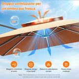 Patioslife Aegis premium – Ombrellone a braccio con luci LED su tutte le stecche, stecche in fibra di vetro e palo in alluminio verniciato