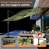 Patioslife Aegis Pro Ombrellone a Braccio con Luci LED, Struttura in Alluminio Rinforzato e Verniciato a Polvere — Ombrellone da Giardino e Patio per Esterni