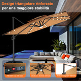 Patioslife Aegis Pro Ombrellone a Braccio con Luci LED, Struttura in Alluminio Rinforzato e Verniciato a Polvere — Ombrellone da Giardino e Patio per Esterni