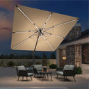 Patioslife Aegis Premium – Ombrellone a Braccio 3x4 m da Giardino e Patio con Luci LED su Tutte le Stecche, Stecche in Fibra di Vetro, Palo in Alluminio Verniciato