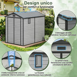Patioslife YardVault Casetta da Giardino in Resina con Pavimento Impermeabile, Finestra e Porta con Serratura – Shed da Giardino Esterno, Protezione per Attrezzi e Giardino