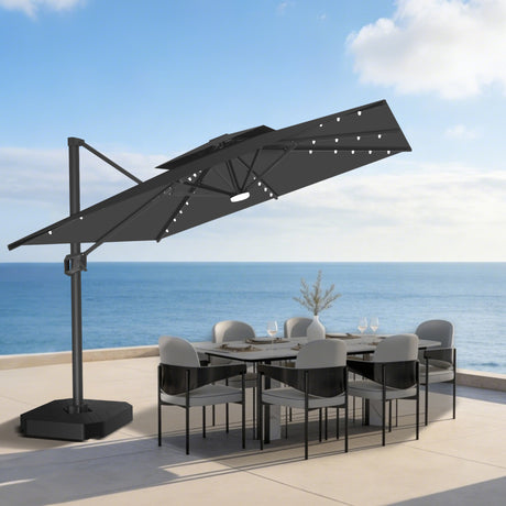Patioslife Aegis Pro Ombrellone a Braccio con Luci LED, Struttura in Alluminio Rinforzato e Verniciato a Polvere — Ombrellone da Giardino e Patio per Esterni