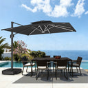Patioslife Aegis Premium – Ombrellone a Braccio 3x4 m da Giardino e Patio con Luci LED su Tutte le Stecche, Stecche in Fibra di Vetro, Palo in Alluminio Verniciato