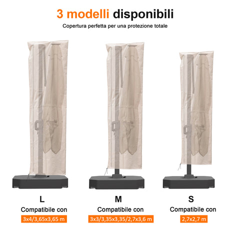 Patioslife Aegis Copertura Ombrellone – Protezione tutto l’anno con zip e cordino, tessuto Oxford 600D, impermeabile e resistente ai raggi UV, protegge da ruggine e scolorimento, per giardino e terrazzo